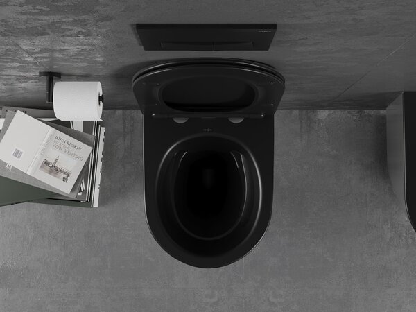 Mexen Lena, függő wc csésze 480x360x355 mm, lassan süllyedő ülőfelülettel, fekete matt - ezüst, 30224074