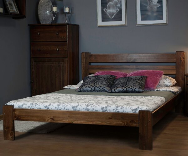Fenyőfa ágy Eliza 160x200 cm, dió színben