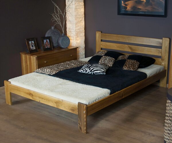 AMI bútorok Fenyőfa ágy Eliza 140x200 cm, tölgy színben