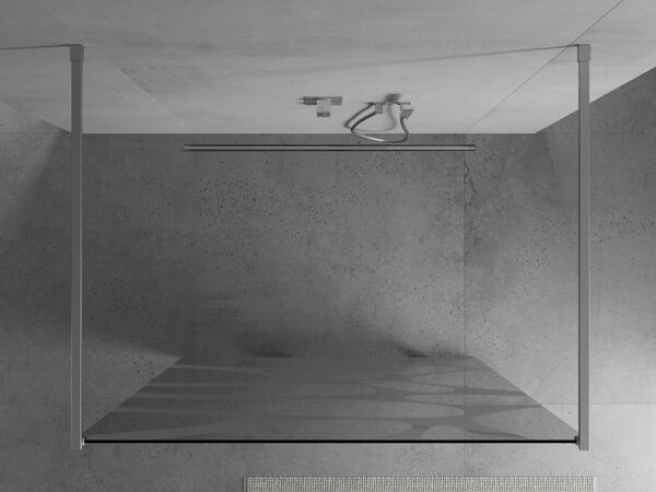 Mexen Kioto, átmenő zuhanyparaván 100 x 200 cm, 8 mm-es üveg tiszta / fehér mintás, 2x króm stabilizáló távtartó, 800-100-002-01-97
