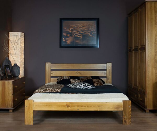 AMI bútorok Fenyőfa ágy Eliza 160x200 cm, tölgy színben
