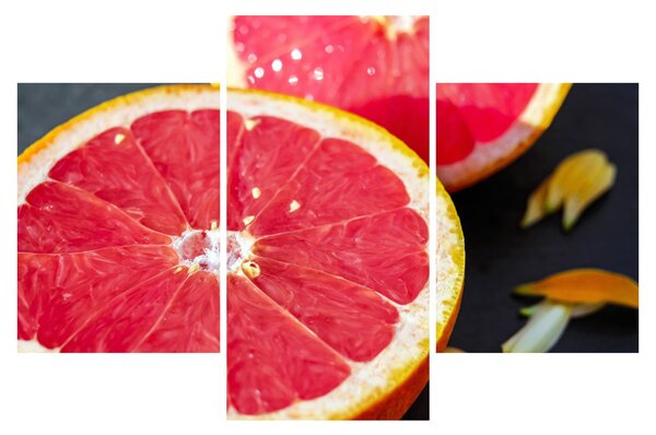 Szeletelt grapefruit képe (90x60 cm)