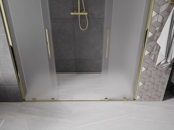Mexen Velar Duo, tolózuhanyajtó 200 cm-es nyitáshoz, 8 mm-es mattüveg, aranyfényes, 871-200-000-32-50