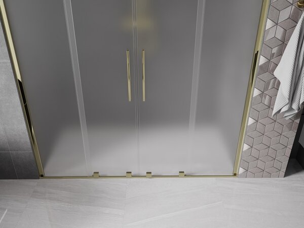 Mexen Velar Duo, tolózuhanyajtó 200 cm-es nyitáshoz, 8 mm-es mattüveg, aranyfényes, 871-200-000-32-50