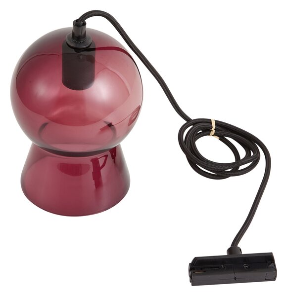Retro függőlámpa fekete lila üveggel 1 fázisú sínrendszerhez - Iconic Bell