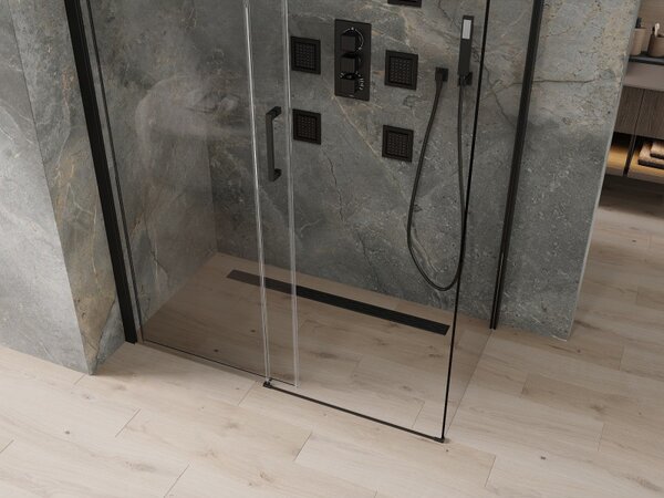 Mexen Omega zuhany 130x70cm, 8mm üveg, fekete profil-átlátszó üveg, 825-130-070-70-00