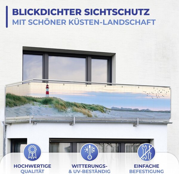 Műanyag belátásgátló erkélyre 500x85 cm North Sea Coast – Maximex