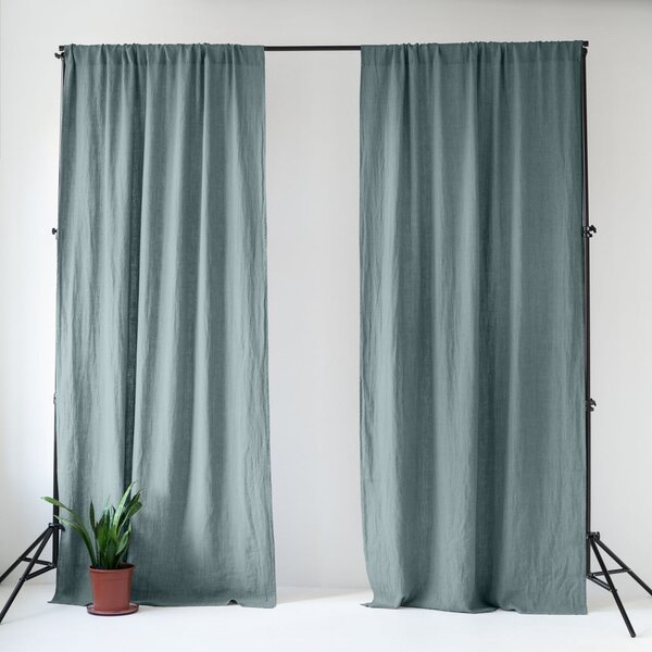 Szürkéskék len függöny 140x170 cm Blue Fog – Linen Tales