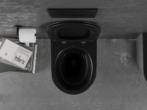 Mexen Lena, függő wc csésze 480x360x355 mm, lassan süllyedő ülőfelülettel, matt fekete - ezüst, 30224073