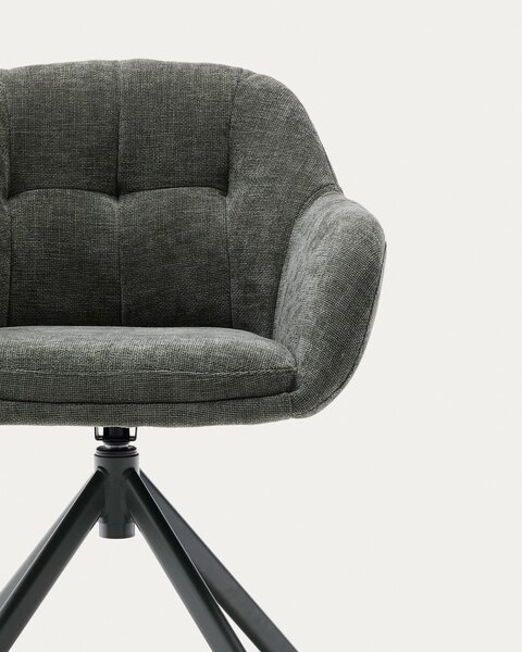 Sötétzöld kárpitozott karfás étkezőfotel Dorina – Kave Home