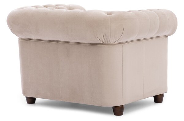 Bézs bársony chesterfield fotel York Blik – Ropez