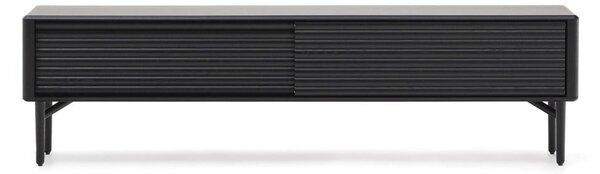 Fekete TV-állvány tölgyfa dekorral 200x57x35 cm Lenon – Kave Home