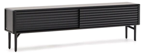 Fekete TV-állvány tölgyfa dekorral 200x57x35 cm Lenon – Kave Home