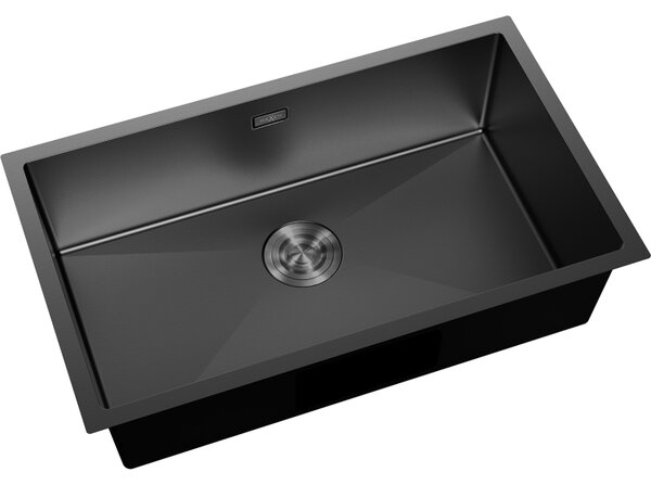 Mexen Trixo, 1 rekeszes rozsdamentes mosogató 750 x 440 mm, fekete, 6415751000-70