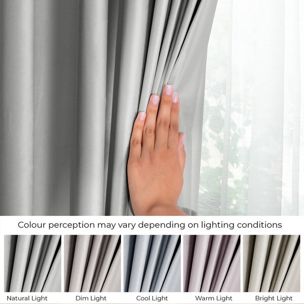 Világosszürke bársony dimout (részleges sötétítő) függöny 140x245 cm Eyelets – Restilo