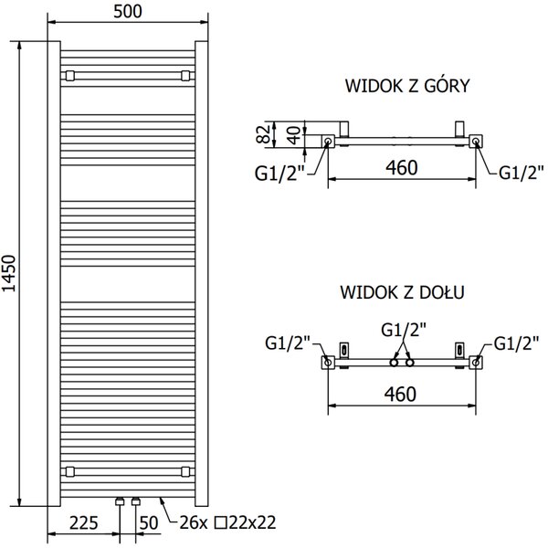 Mexen Pluton fűtőelem 1450 x 500 mm, 712 W, fehér, W106-1450-500-00-20