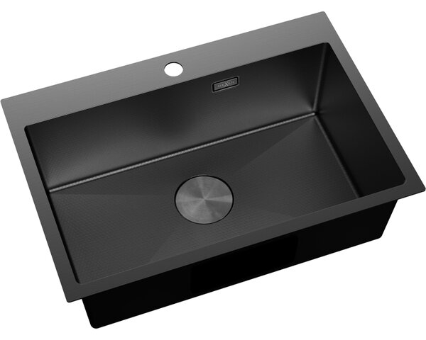 Mexen Solix, 1 rekeszes rozsdamentes mosogató 650 x 450 mm, fekete, méhsejtmintás, 6403651000-70HC