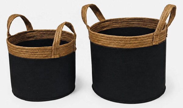 Sinsay - Tárolókosarak fonott fogantyúkkal 2 pack - fekete