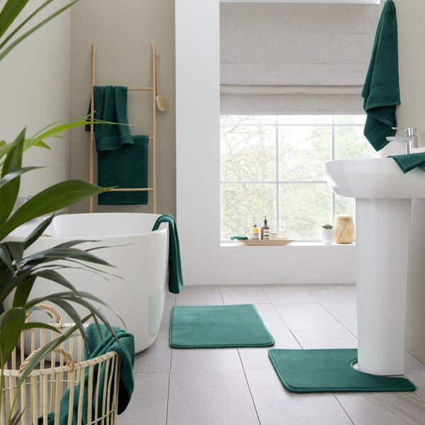 Sötétzöld frottír pamut törölköző és fürdőlepedő készlet 6 db-os Anti-Bacterial – Catherine Lansfield