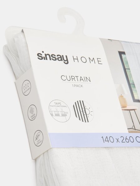 Sinsay - Függöny behúzószalaggal fényes lurex szállal - fehér