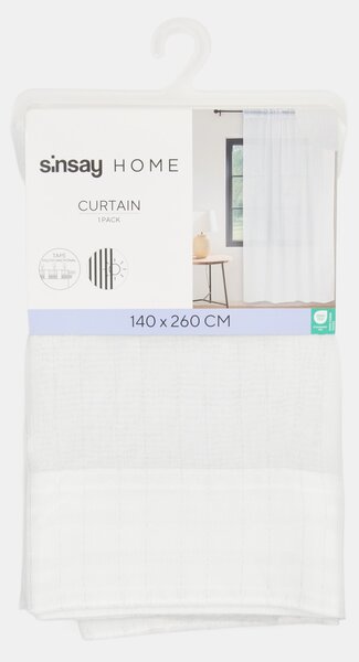 Sinsay - Függöny behúzószalaggal fényes lurex szállal - fehér