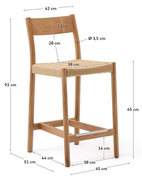 Natúr színű tölgyfa bárszék (ülésmagasság 65 cm) Yalia – Kave Home