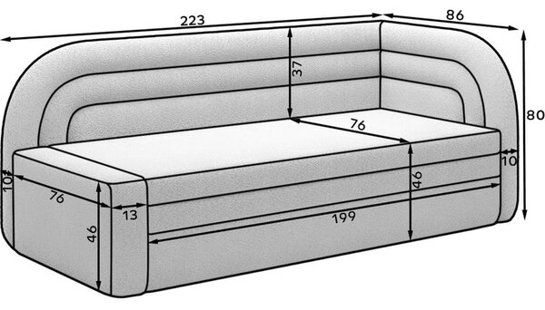 Zöld zsenília kinyitható-tárolóhelyes kanapé jobb oldali 223 cm Fabillo – ELTAP