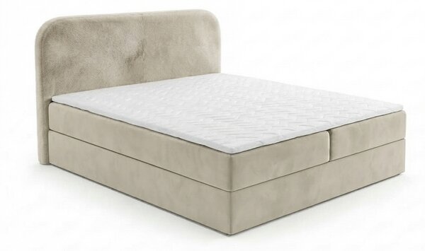 Kárpitozott boxspring ágy FORENA 140x200 cm krém színben Matrac: Bonell rugós matrac
