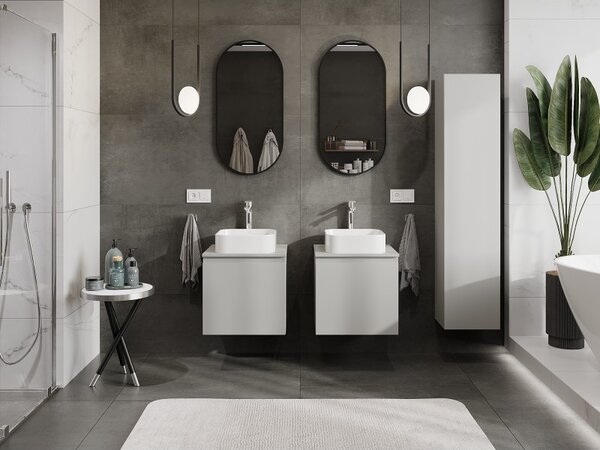 Mexen Orio, fürdőszobaszekrény 50 cm felső résszel, 1 fiókkal, matt szürke, 91A10-05047-1-BFC62