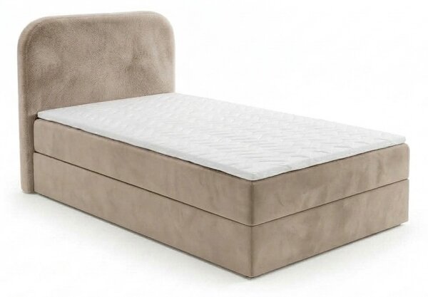 Kárpitozott boxspring ágy FORENA 90x200 cm bézs Matrac: Bonell rugós matrac