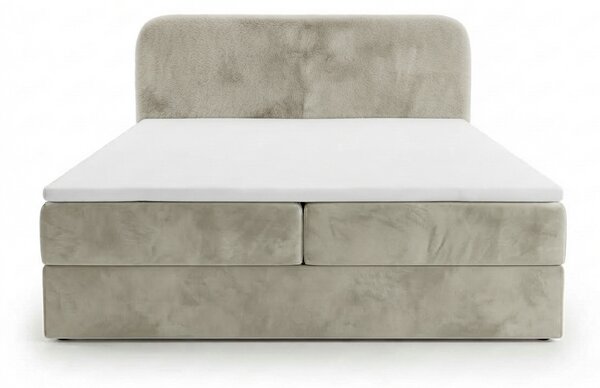 Kárpitozott boxspring ágy FORENA 140x200 cm krém színben Matrac: Bonell rugós matrac