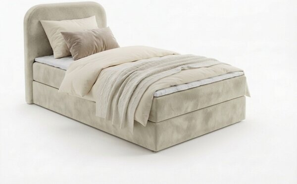 Kárpitozott boxspring ágy FORENA 90x200 cm krém színben Matrac: Bonell rugós matrac