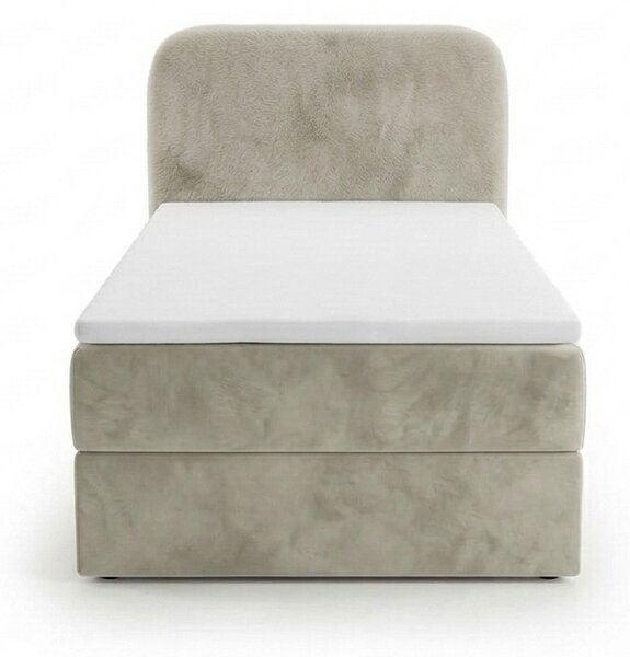 Kárpitozott boxspring ágy FORENA 90x200 cm krém színben Matrac: Bonell rugós matrac