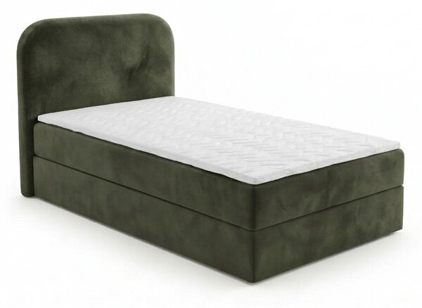 Kárpitozott boxspring ágy FORENA 90x200 cm sötétzöld Matrac: Bonell rugós matrac