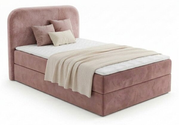Kárpitozott boxspring ágy FORENA 90x200 cm óarany rózsaszínű Matrac: Bonell rugós matrac