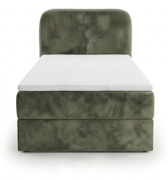 Kárpitozott boxspring ágy FORENA 90x200 cm sötétzöld Matrac: Bonell rugós matrac