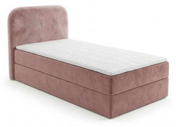 Kárpitozott boxspring ágy FORENA 90x200 cm óarany rózsaszínű Matrac: Bonell rugós matrac