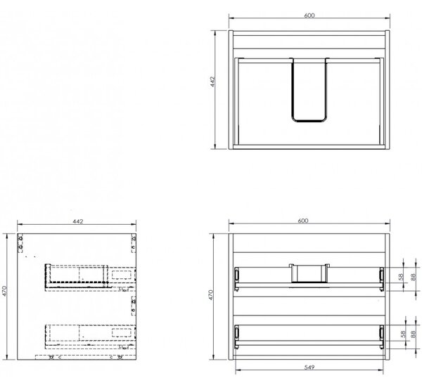 Mexen Box-A, fali szekrény 60 cm, 2 fiók, fényes fehér, 91AX0-0600-470-2-00