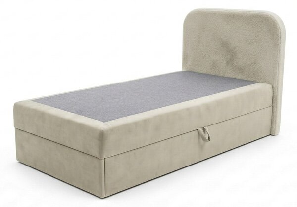 Kárpitozott boxspring ágy FORENA 90x200 cm krém színben Matrac: Bonell rugós matrac