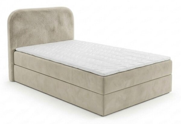 Kárpitozott boxspring ágy FORENA 90x200 cm krém színben Matrac: Bonell rugós matrac