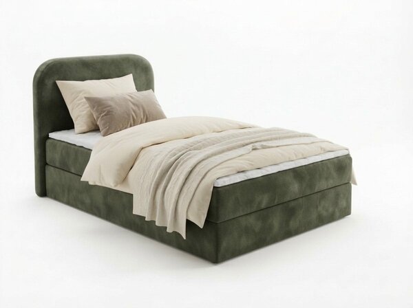 Kárpitozott boxspring ágy FORENA 90x200 cm sötétzöld Matrac: Bonell rugós matrac