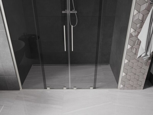Mexen Velar Duo, tolózuhanyajtó nyitáshoz 170 cm, 8 mm szürke üveg, csiszolt acél, 871-170-000-42-97