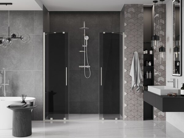 Mexen Velar Duo, tolózuhanyajtó nyitáshoz 170 cm, 8 mm szürke üveg, csiszolt acél, 871-170-000-42-97