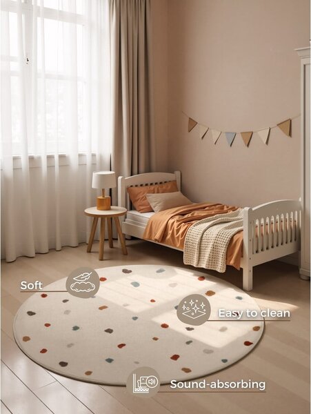 Krémszínű gyerek szőnyeg ø160 cm Funny Dots – Hanse Home