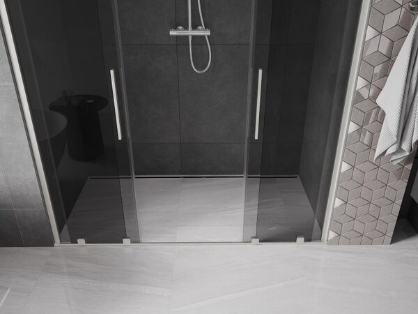 Mexen Velar Duo, tolózuhanyajtó nyitáshoz 170 cm, 8 mm szürke üveg, csiszolt acél, 871-170-000-42-97