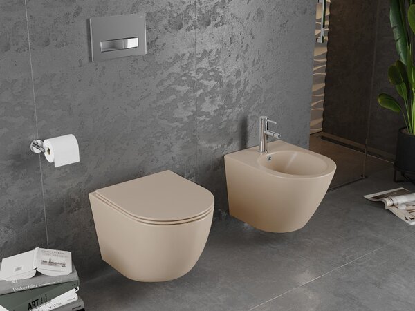 Mexen Lena, függő wc csésze 480x360x355 mm, lassan leeső ülőfelülettel, cappuccino matt, 30224064