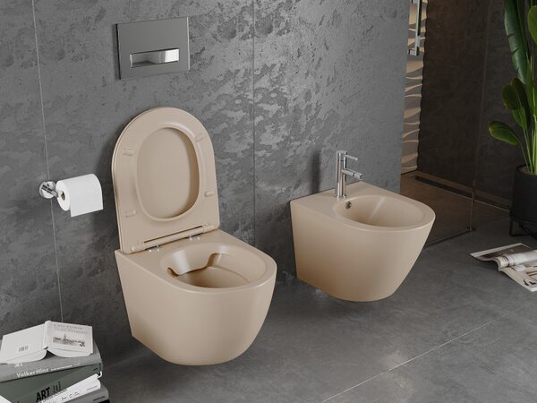 Mexen Lena, függő wc csésze 480x360x355 mm, lassan leeső ülőfelülettel, cappuccino matt, 30224064