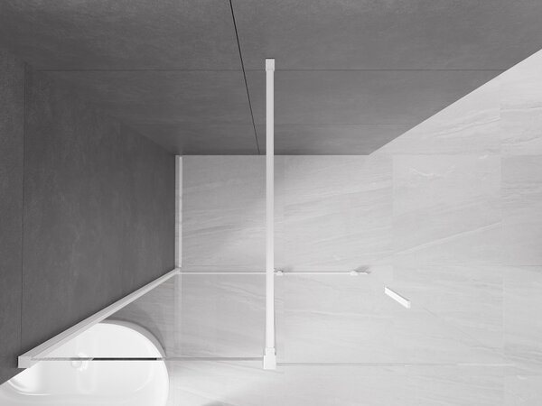 Mexen Velar, tolóajtó a nyílásba Walk-In típus 130 cm, 8 mm átlátszó üveg, fehér, 871-130-000-03-20