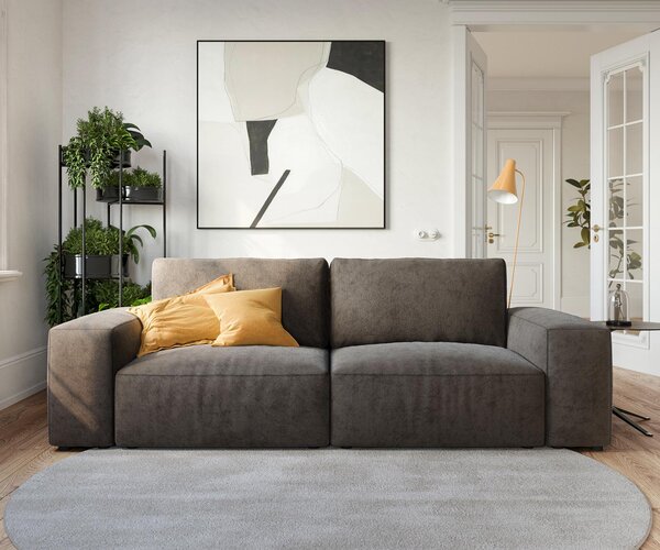 DELIFE Nagy kanapé Lanzo 230x95 cm mikroszálas khaki-barna