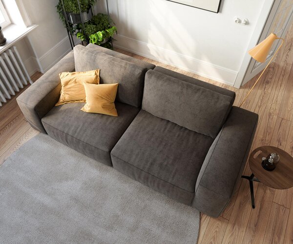 DELIFE Nagy kanapé Lanzo 230x95 cm mikroszálas khaki-barna